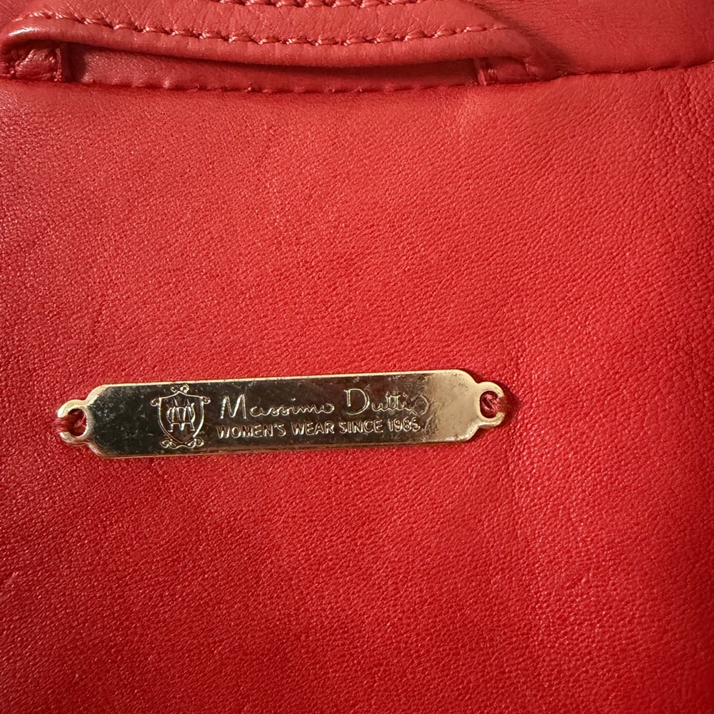 Massimo Dutti Red Leather Women's Jacket - Picture 3 of 6